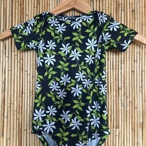Hawaiian Hula Bay Floral Black and Green Baby Onesie Bodysuit Soft  Boho